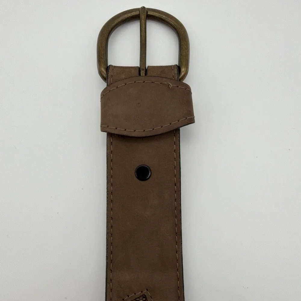Vintage Leather Trim Belt Colorful Canvas 34